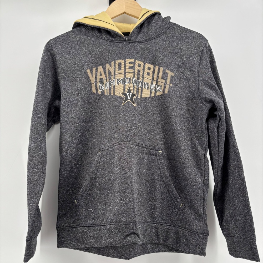 Champion‎ Vanderbilt Commodores Hoodie Kids Large Charcoal Gold Excellent Fleece - Picture 6 of 9